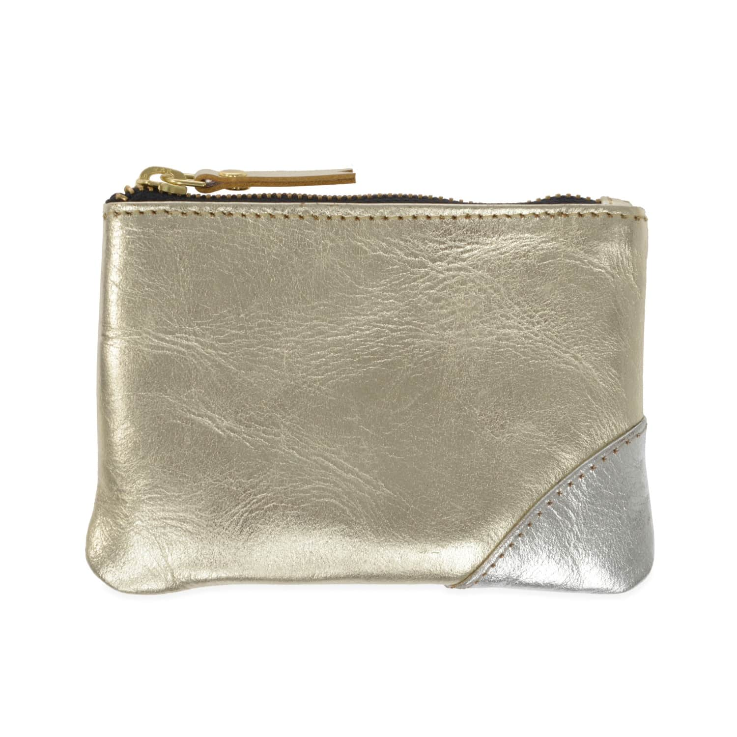 Vida Vida Gold and Silver Leather Cut Corners Coin Purse