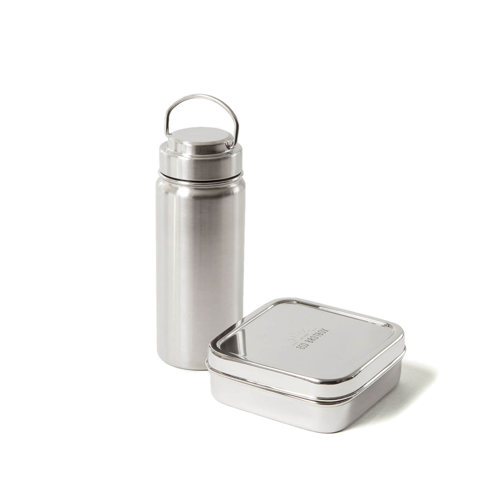 ECO Brotbox Set of Stainless Steel Lunchbox and Drinking Bottle