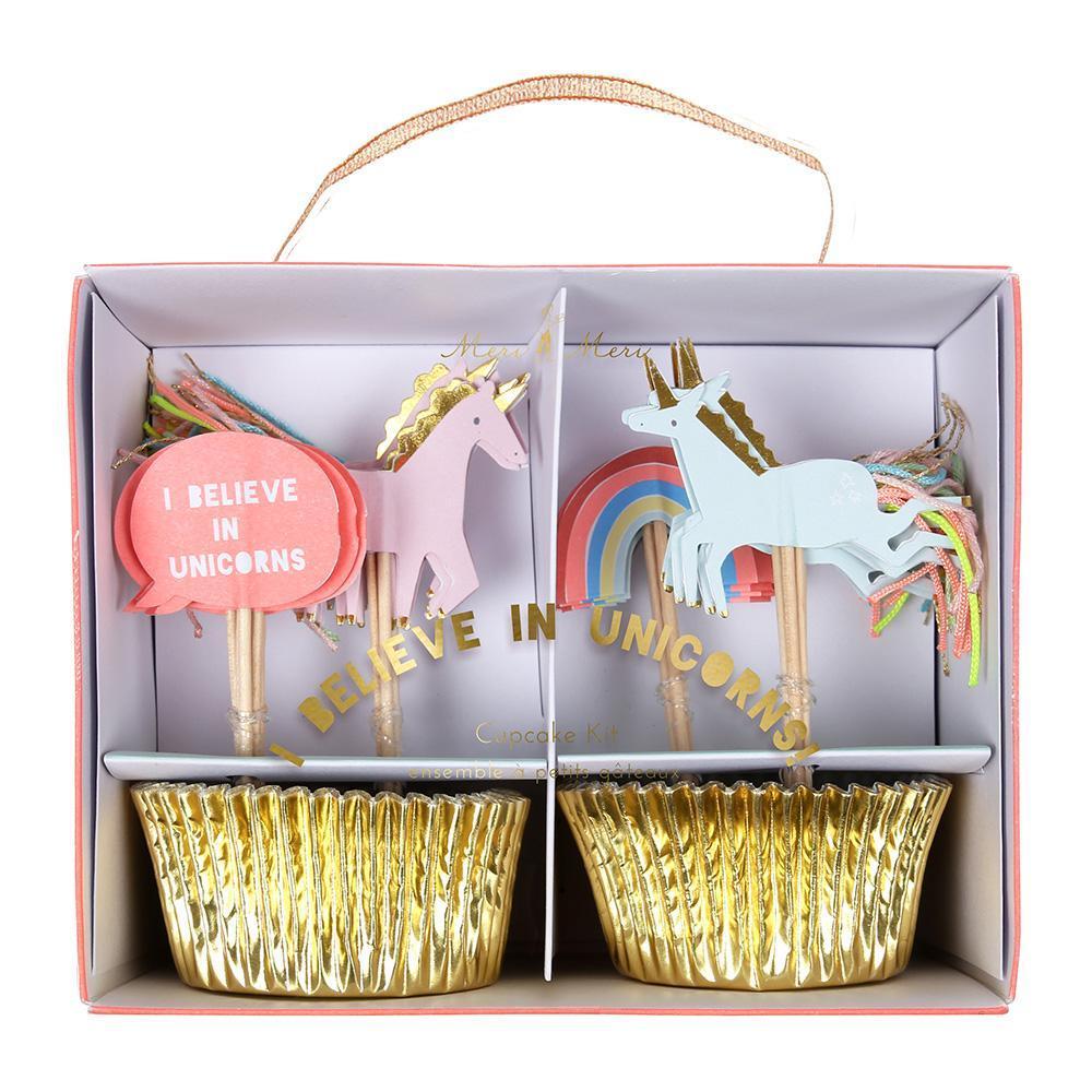 Meri Meri Pack of 24 I Believe In Unicorns Cupcake Kit in 4 Designs