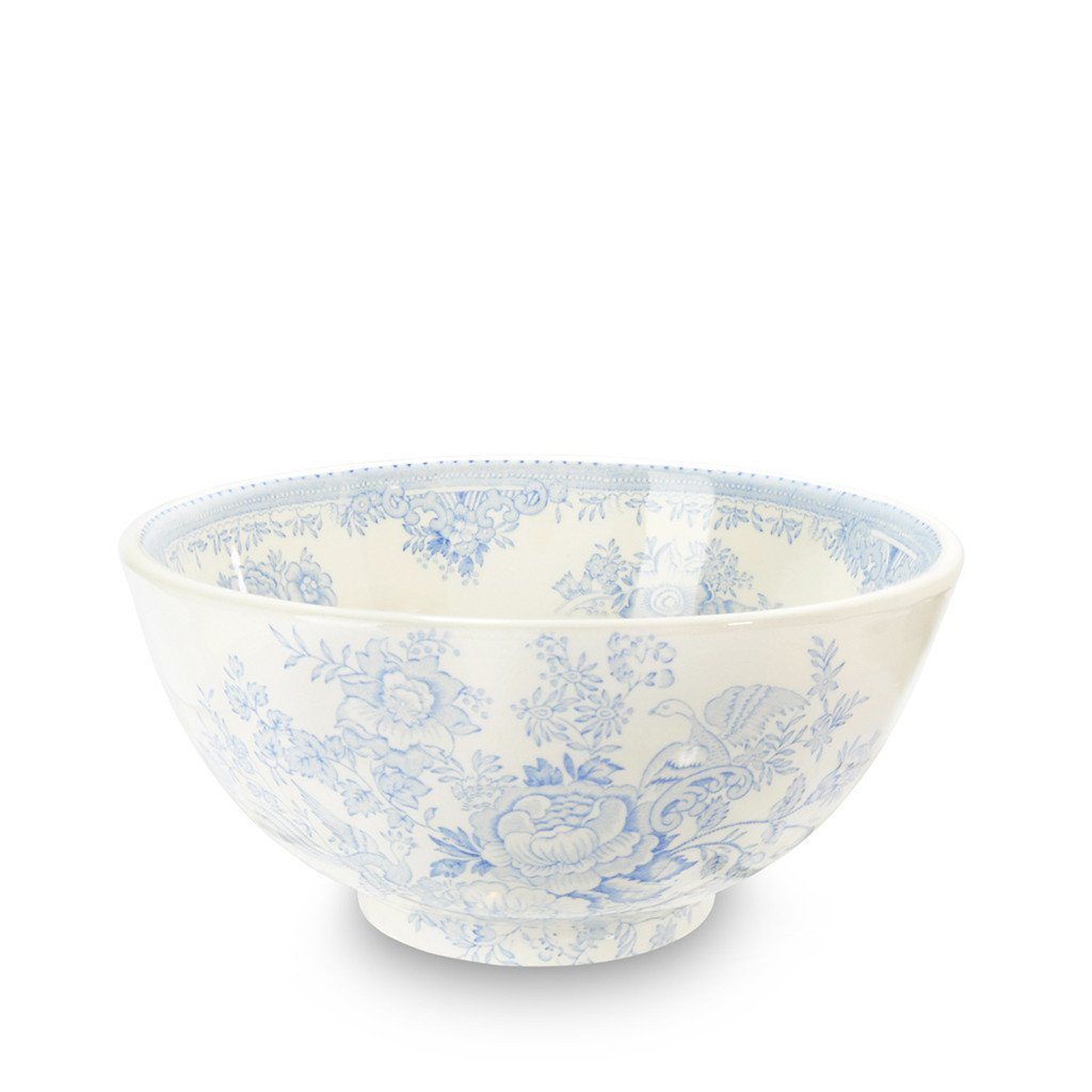 Burleigh Medium Blue Asiatic Pheasants Footed Bowl