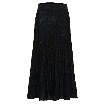 Trouva: Zamba Midi Lurex Knit Skirt - Black Sparkly