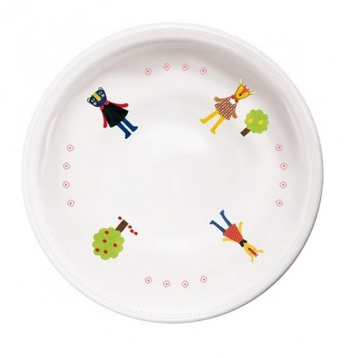 Moulin Roty 16.5 x 4.5cm White Ceramic Animals Popipop Childrens Plate