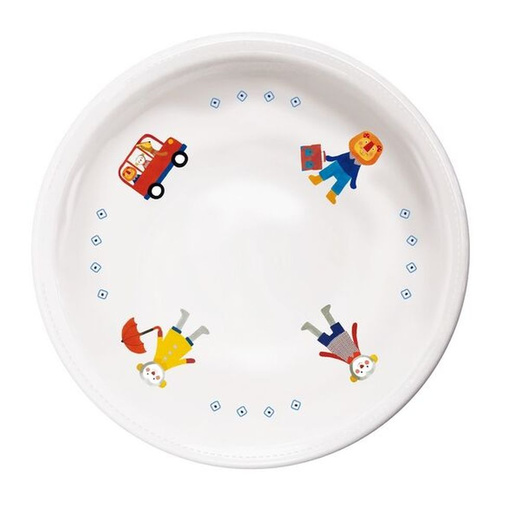 Moulin Roty 16.5 x 4.5cm White Ceramic Hand Applied Pattern Childrens Plate