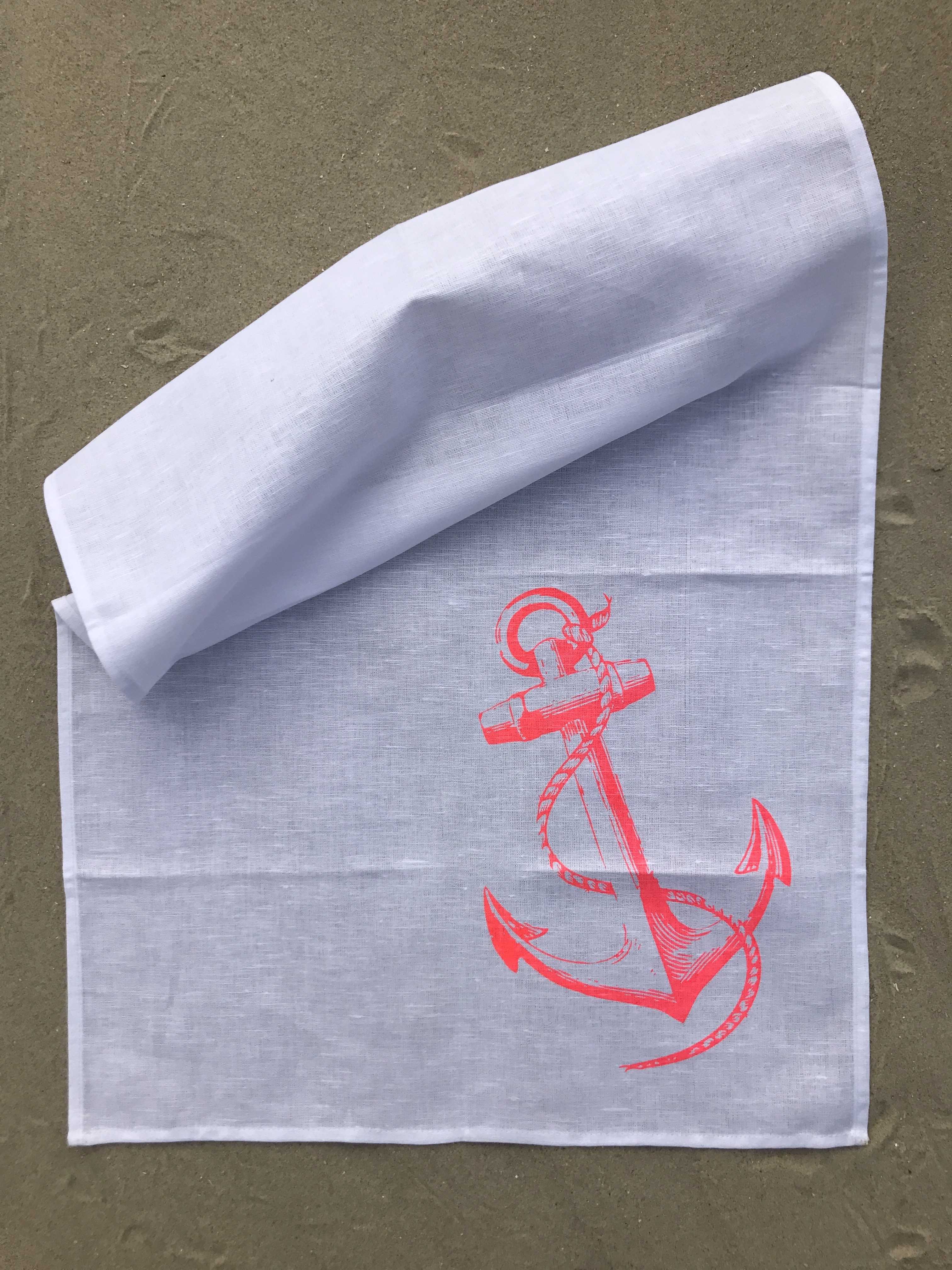 Frohstoff Neon Half Linen Anchor Tea Towel