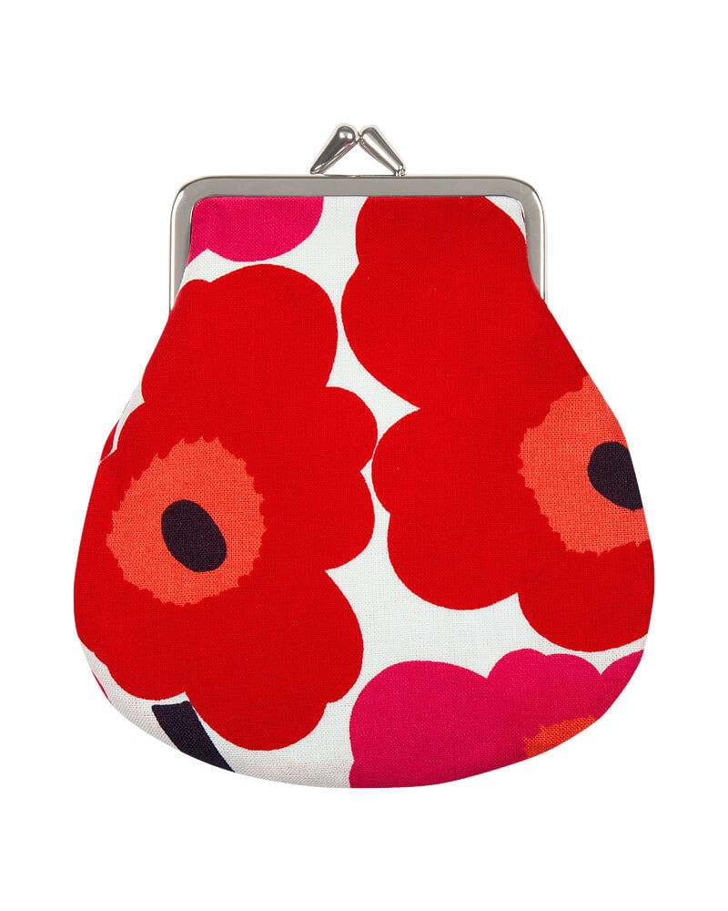 Marimekko 12 x 13cm White and Red Cotton Mini Unikko Purse