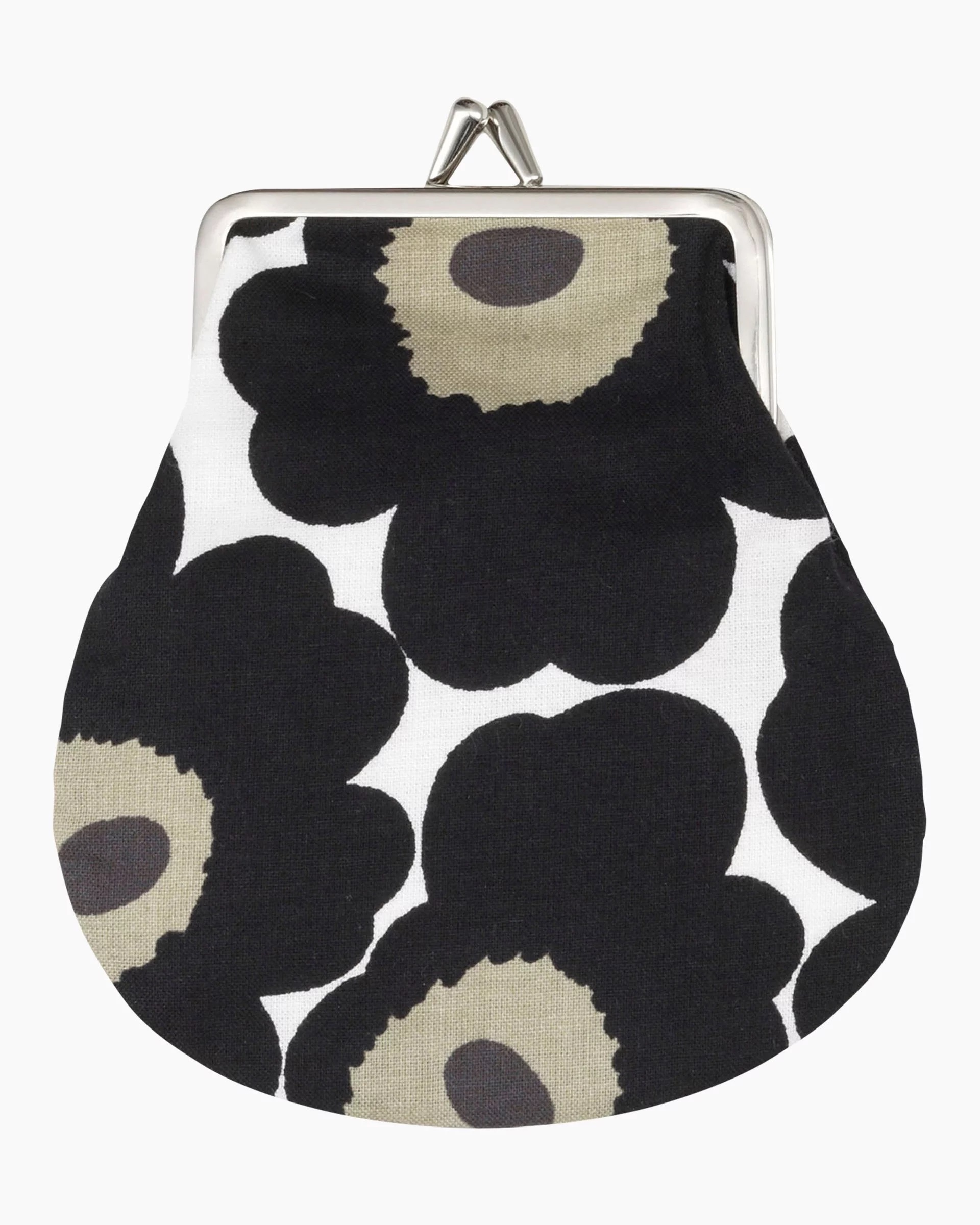 Marimekko 12 x 13cm White and Black Cotton Pieni Kukkaro Mini Unikko Purse