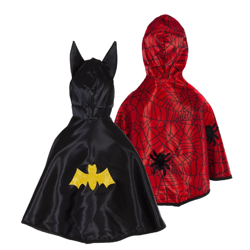 great pretenders Red and Black Satin Baby Reversible Spider Bat Cape