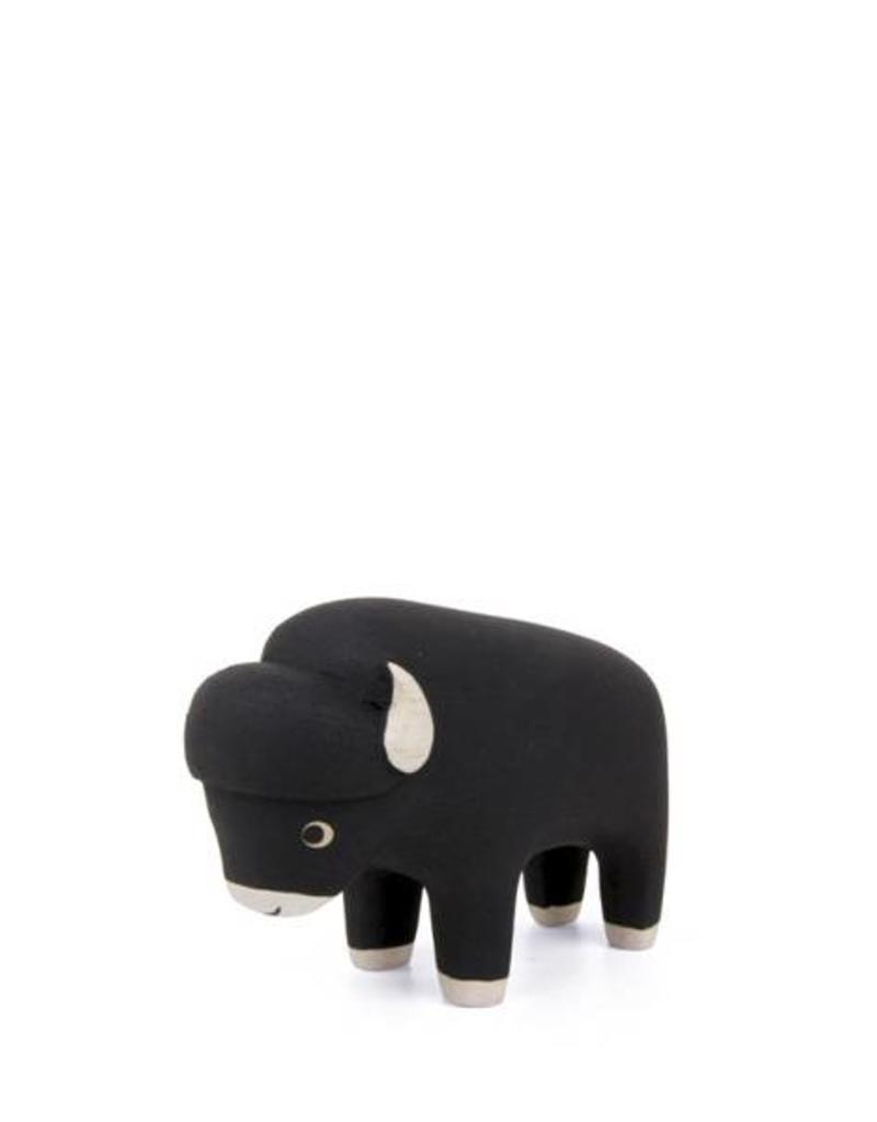 T-lab Black Wooden Bison Toy