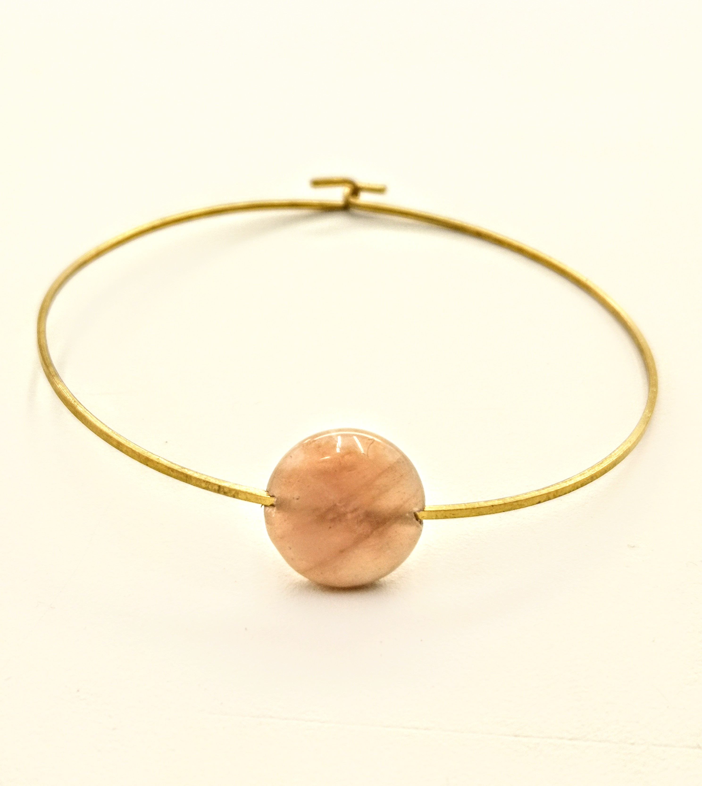 State Of A Rose Quartz & Brass Cuff Bracelet