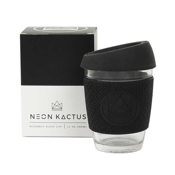 Neon Kactus 340ml Rock Star Black Coffee-To-Go Glass Mug