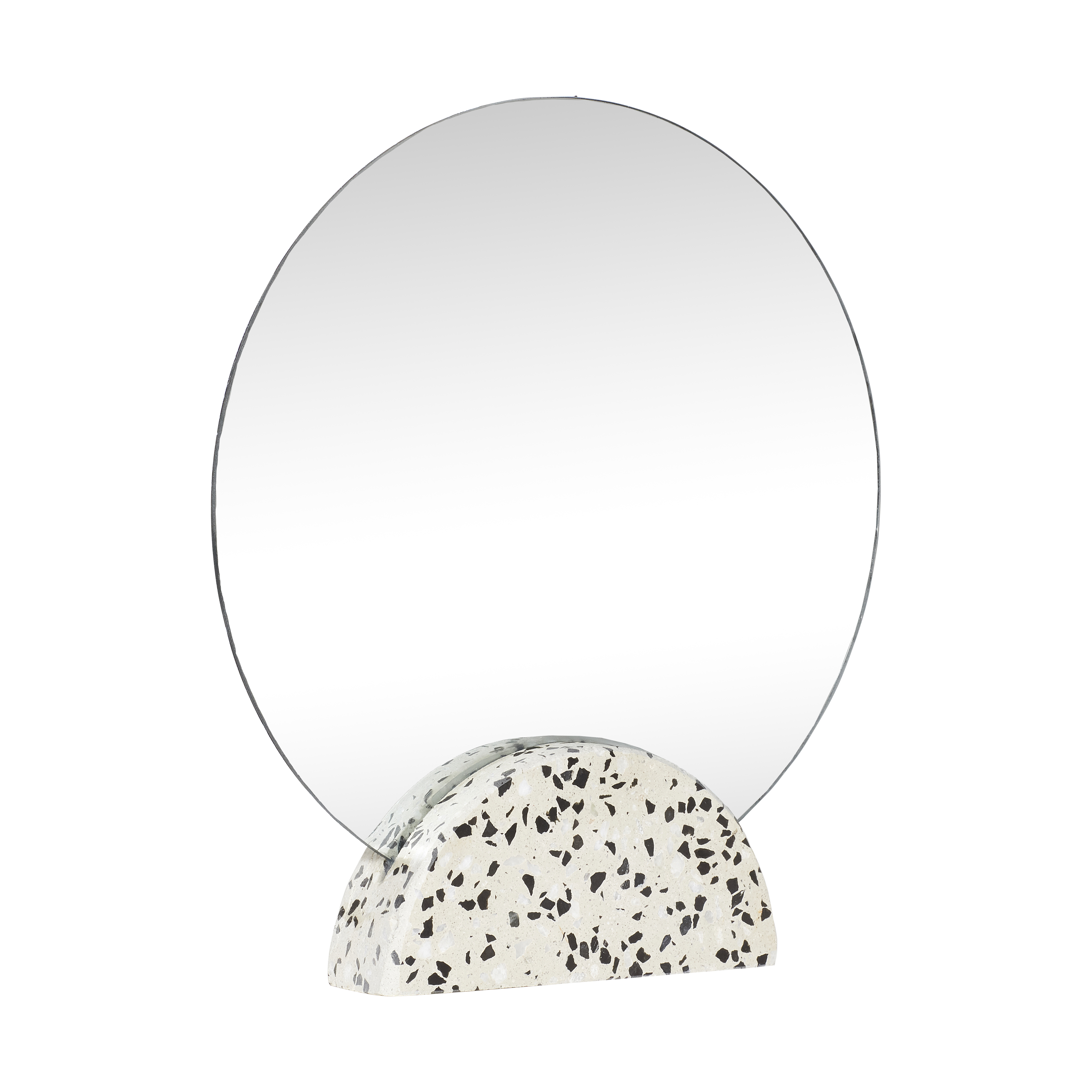 Hubsch Round Mirror on Monochrome Terrazzo Base 