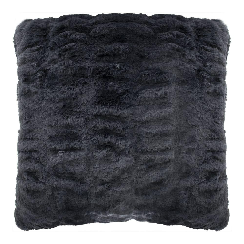 Mars & More 45 x 45cm Blue Cotton Ribbed Chinchilla Faux Fur Cushion