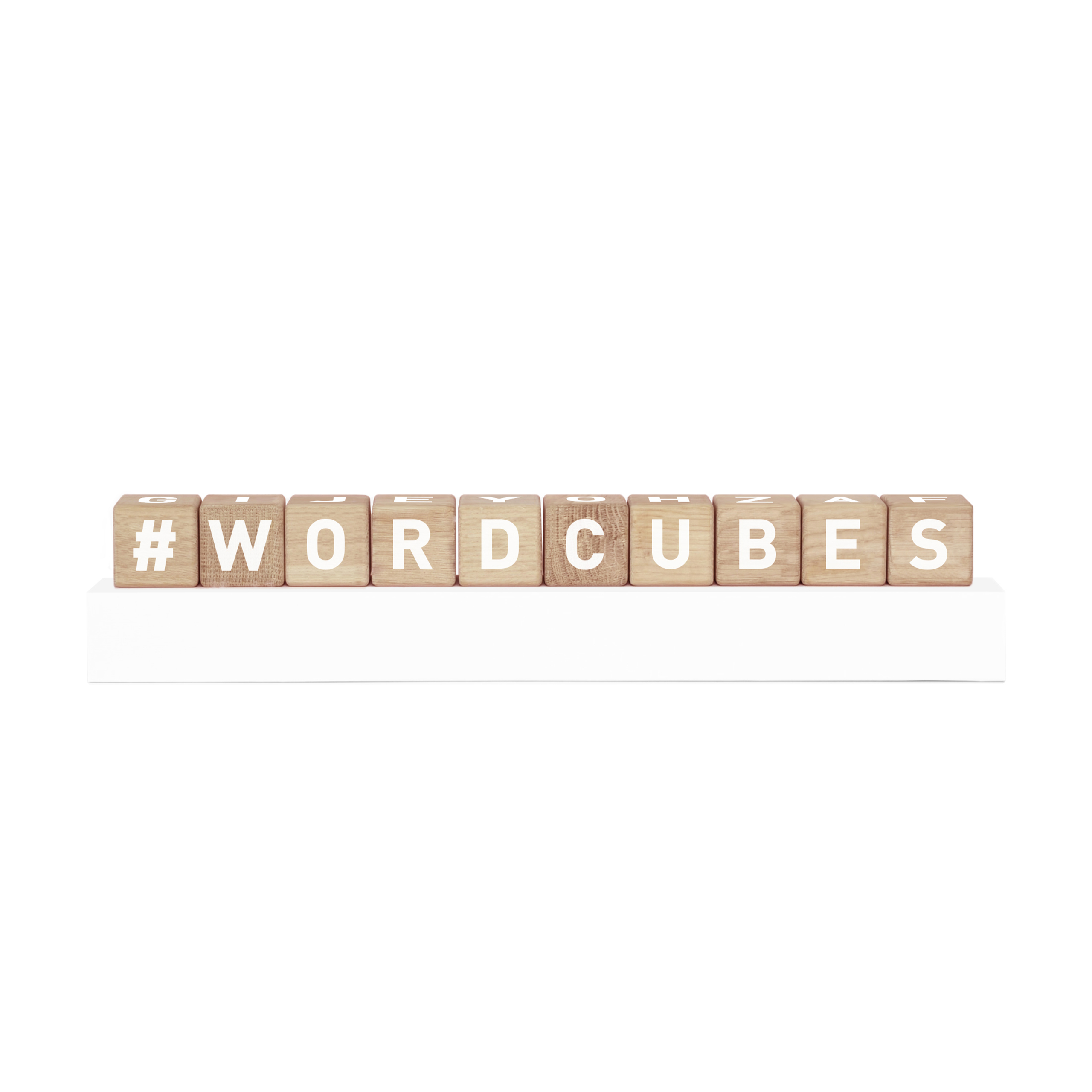 MAISON DEUX Oak Wood White Letter Word Cubes Blocks