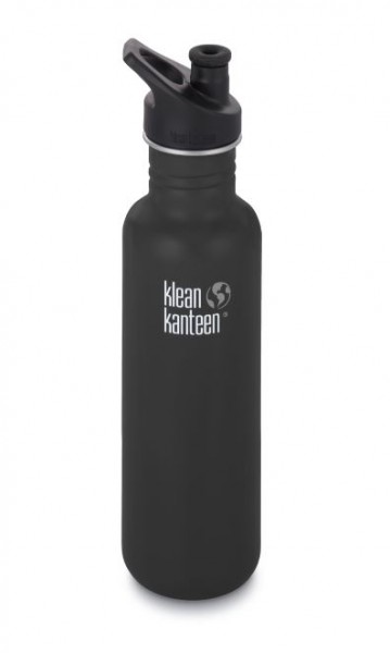 Klean Kanteen 800ml Shale Black Stainless Steel Classic Single Walled Bottle with Sport Cap