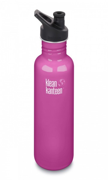 Klean Kanteen 800ml Wild Orchid Stainless Steel Classic Single Walled Bottle with Sport Cap