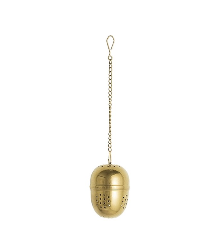 Bloomingville Golden Stainless Steel Acorn Tea Infuser with Chain