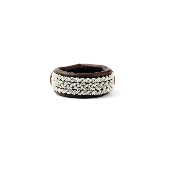 BeChristenen Medium Brown Leather Pewter Wire Sama Ring