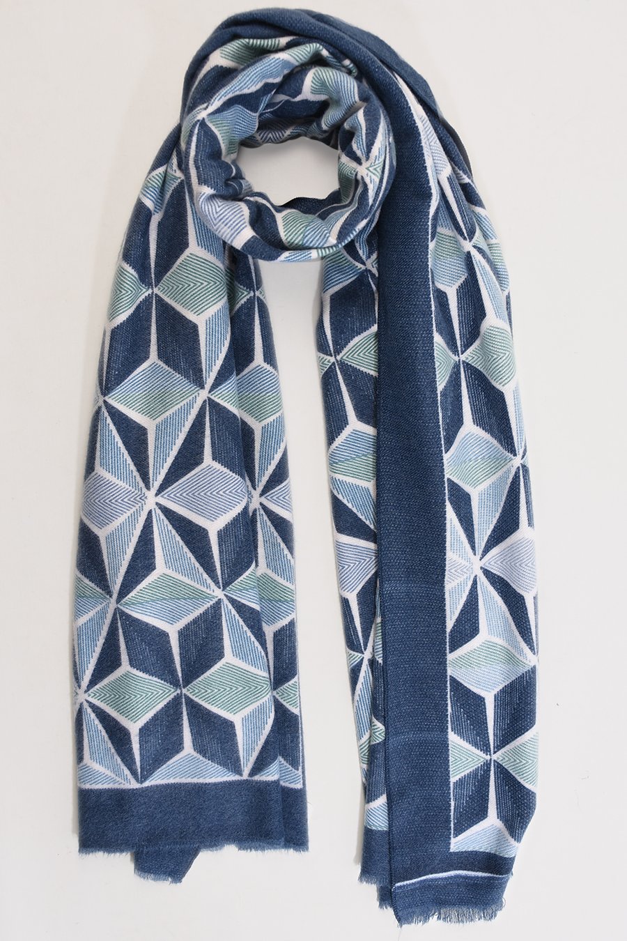 Miss Shorthair NAVY BLUE GEOMETRIC SCARF