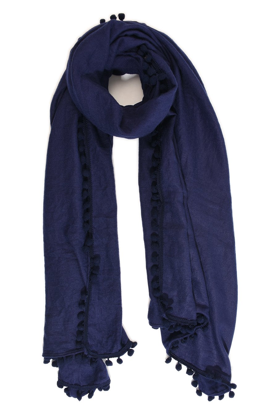 Miss Shorthair NAVY SCARF WITH POM POMS