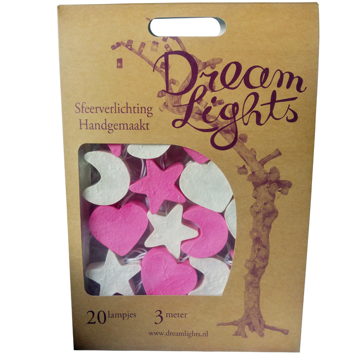 Dream Lights Pink and White Moon Star Heart Lights for Girl