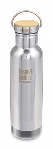 Klean Kanteen 592ml Mirrored Stainless Steel Reflect Vacuum Insulated Flask with Bamboo Cap