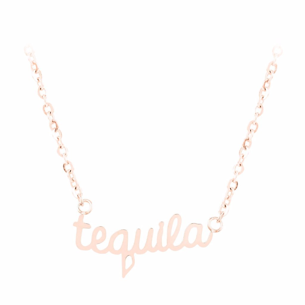 vintage bay Rose Gold plated Tequila Word Necklace