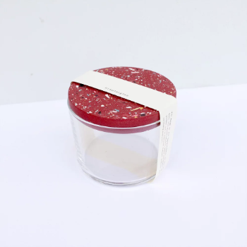 VLO Design Small Herbal Glass Jar with Red Tarrazzo Lid