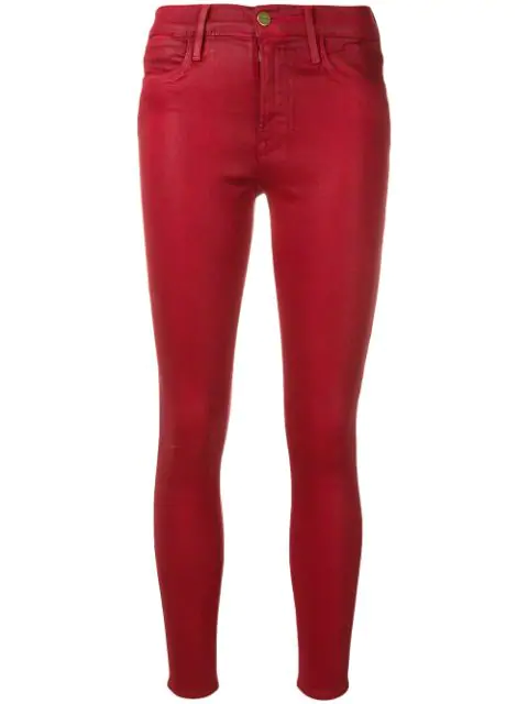 Frame Denim Le High Skinny in Washed Red Coated