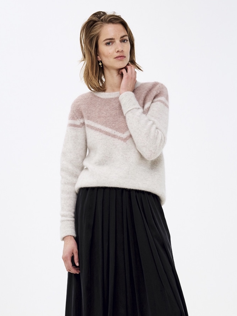 by-bar Light Grey Wool Sara Chevron Pullover Sweater