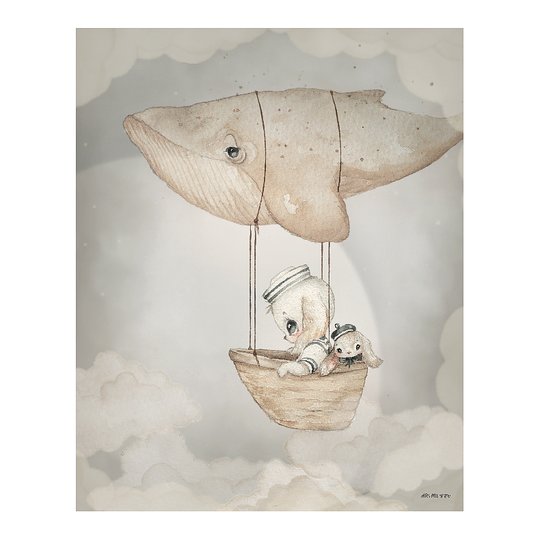 Mrs Mighetto 40 x 50cm Flying Whale Poster