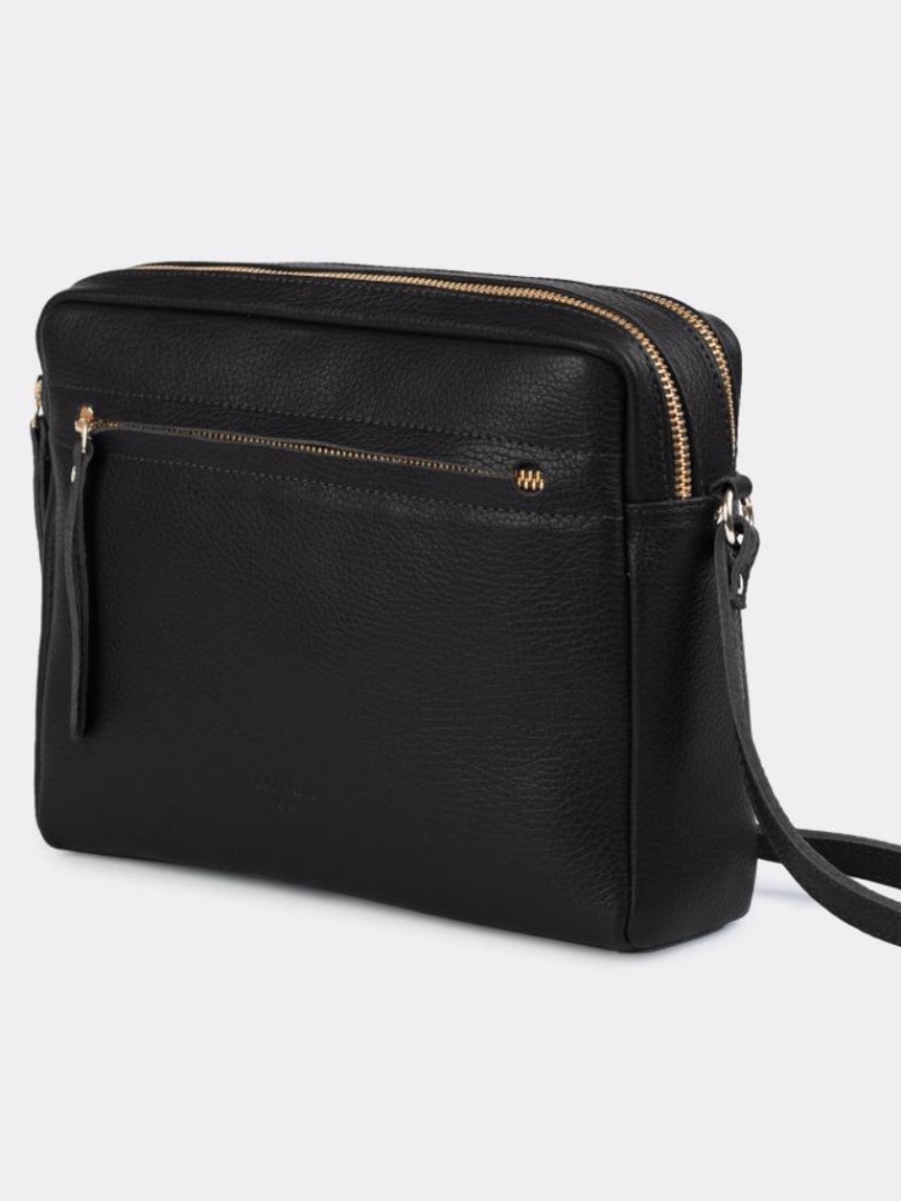 Ann kurz Cubo Grained Black Shoulder Bag