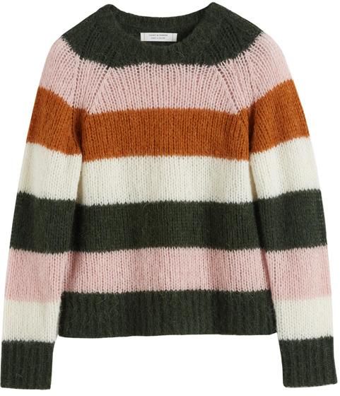 Chinti & Parker Alpaca Stripe Sweater in Cream / Pink