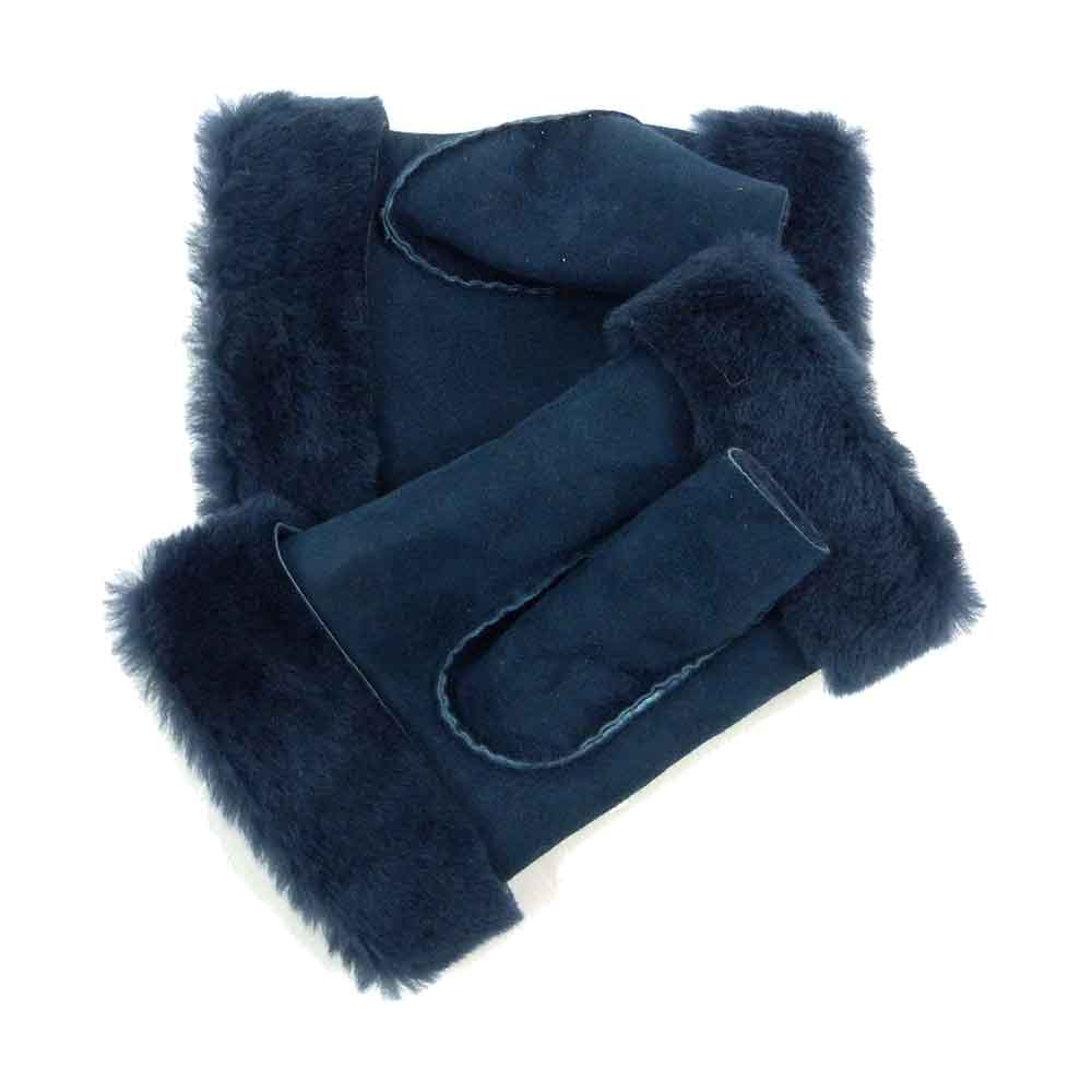 MITTENS NAVY IN LEATHER CRUST