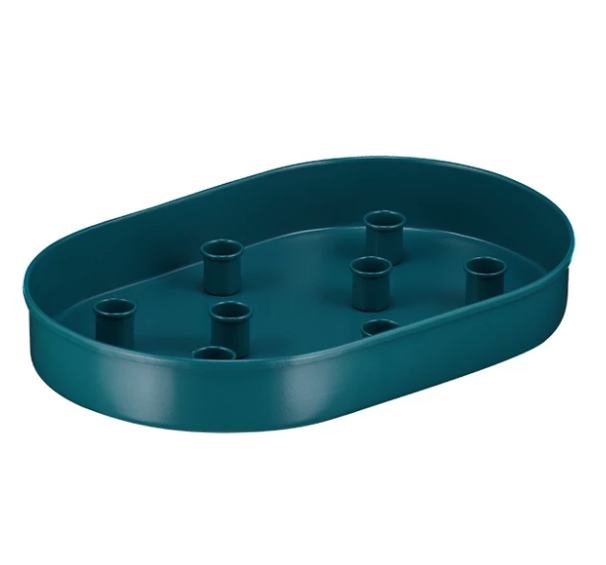 British Colour Standard Large Oval Candle Platter- Petrol Blue