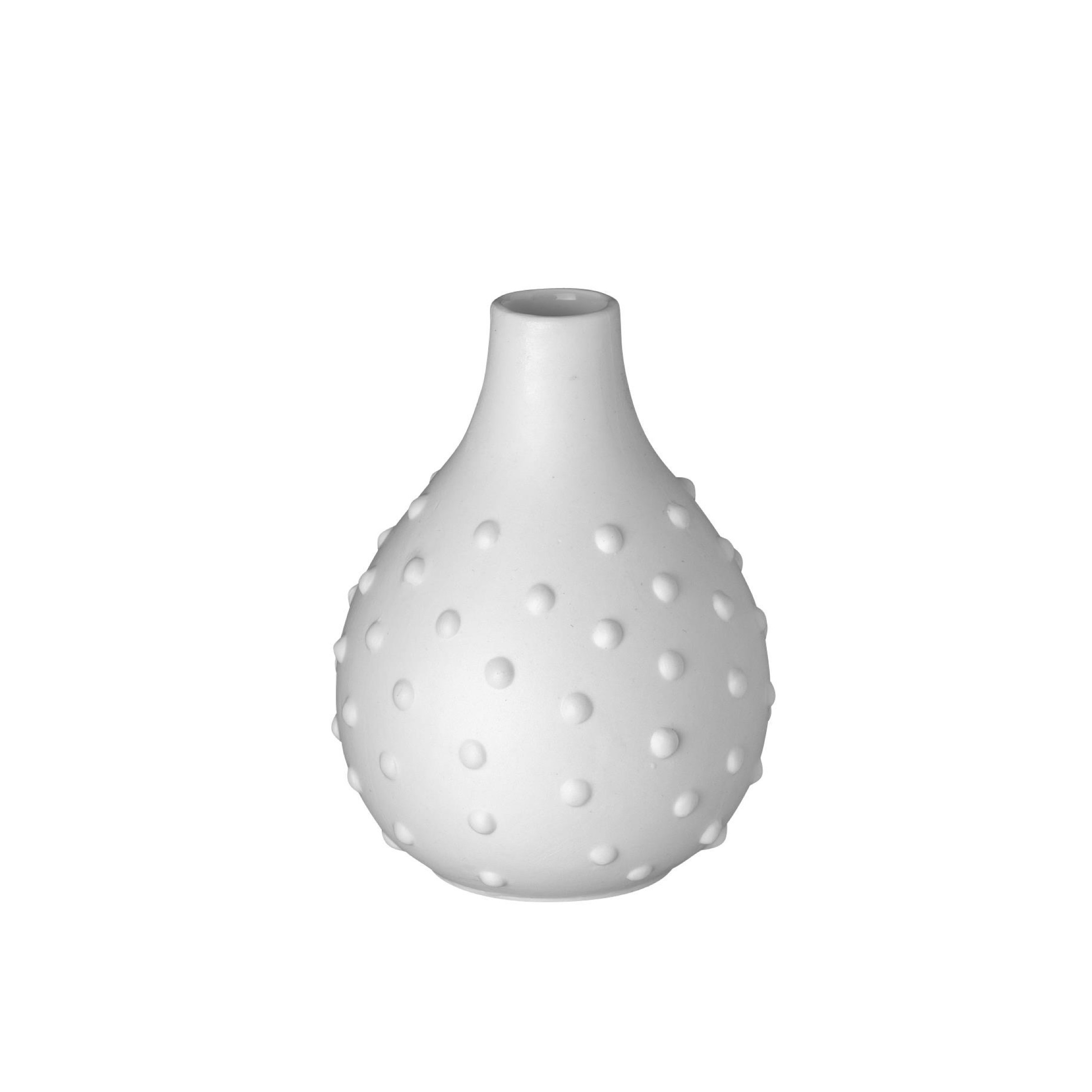 Räder Small White Porcelain Vase with Relief Dots