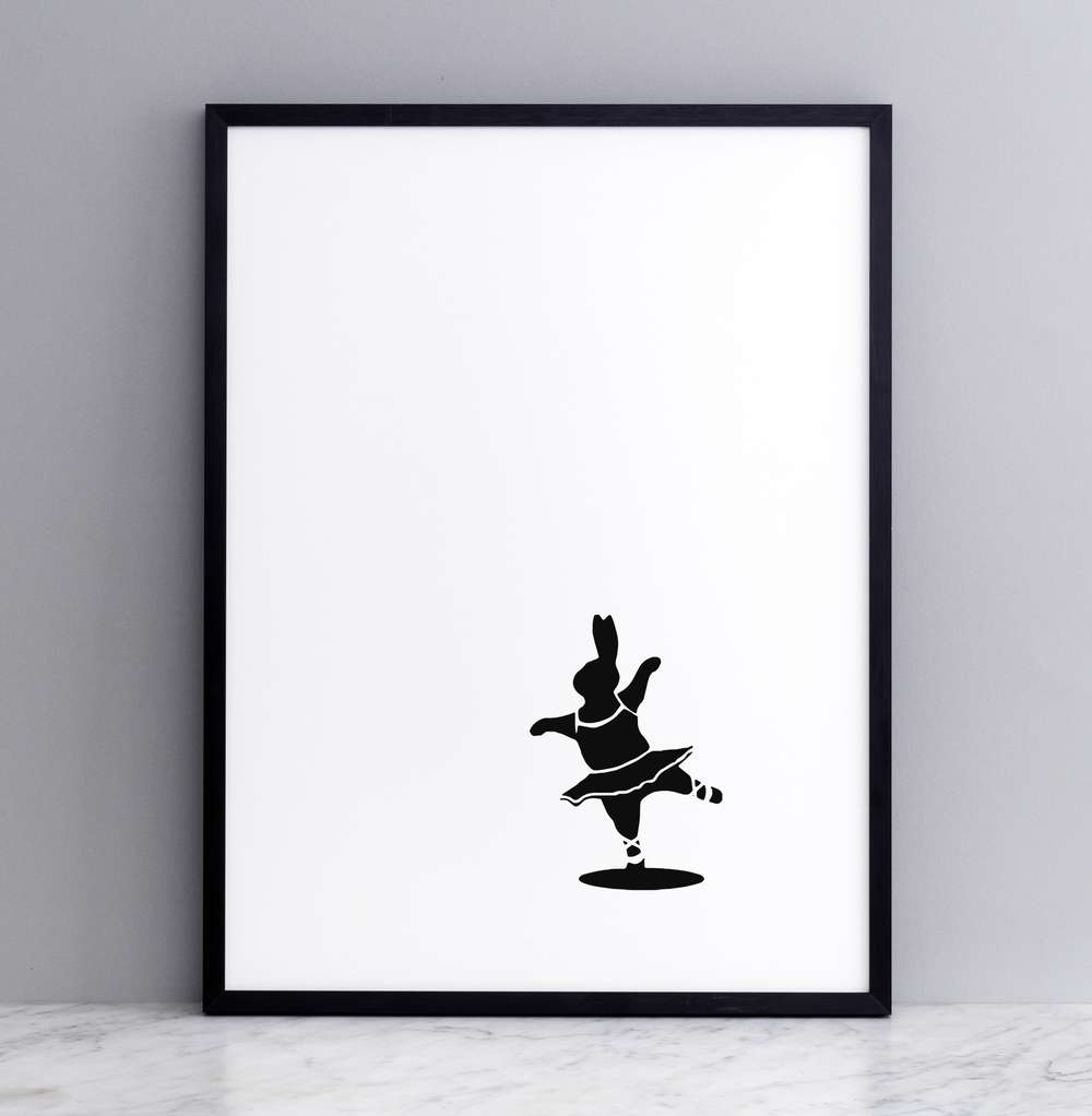 HAM 30 x 40cm Ballet Dancing Rabbit Print with Frame