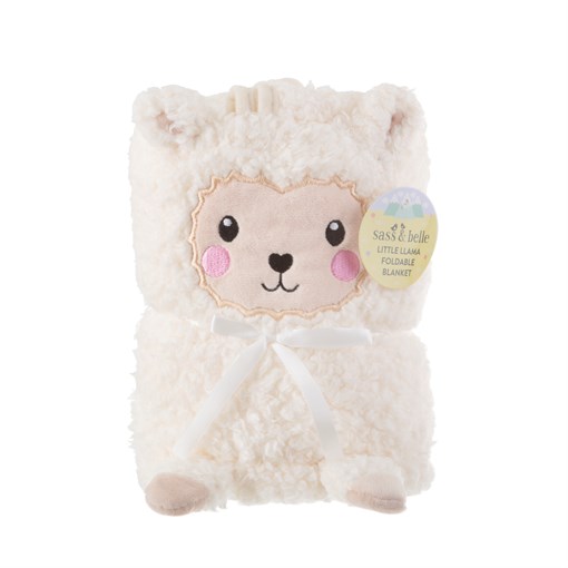 Trouva: Cream Little Llama Soft Fleece Baby Blanket