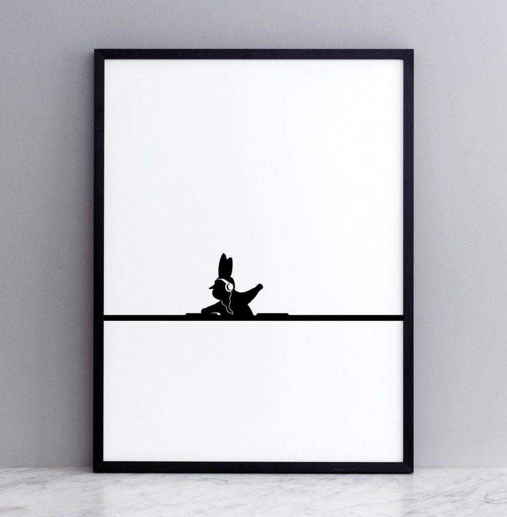 HAM 30 x 40cm DJ Rabbit Print with Frame