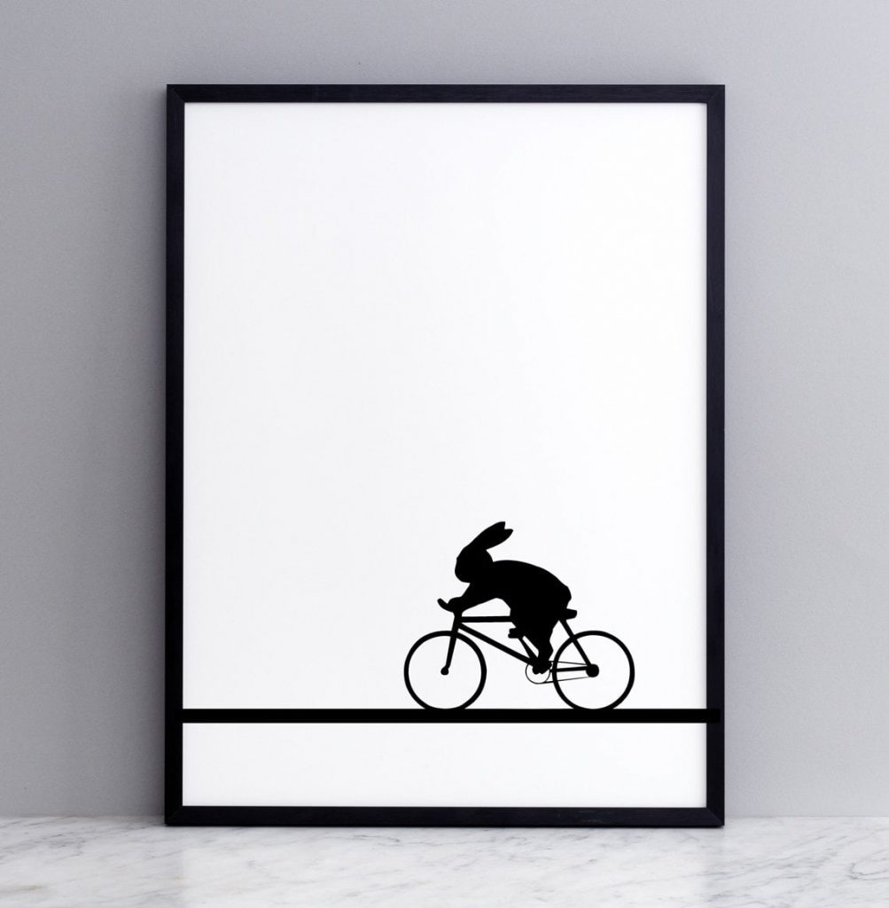 HAM 30 x 40cm Racing Bike Rabbit Print with Frame