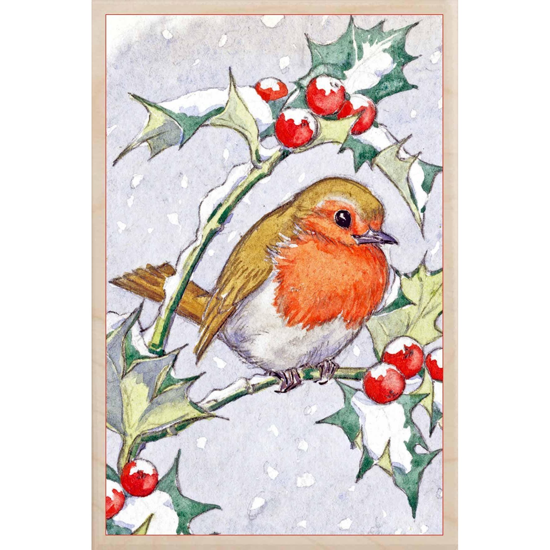 The Wooden Postcard Company Christmas Robin Wooden Postcard