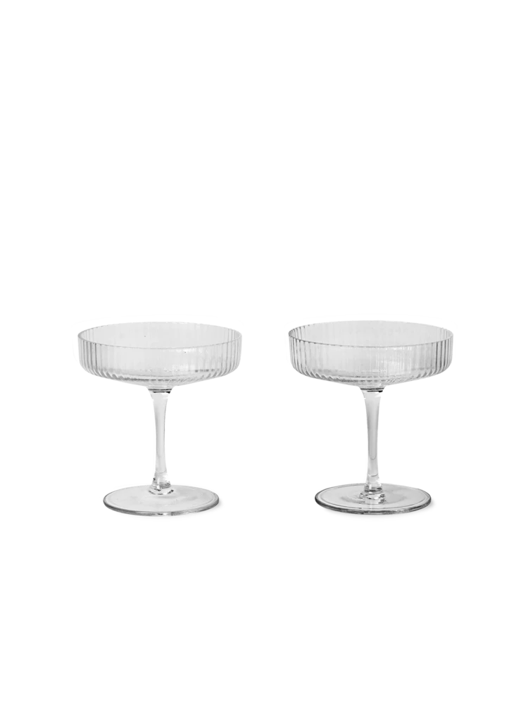 Ferm Living Set of Two Clear Ripple Champagne Saucer
