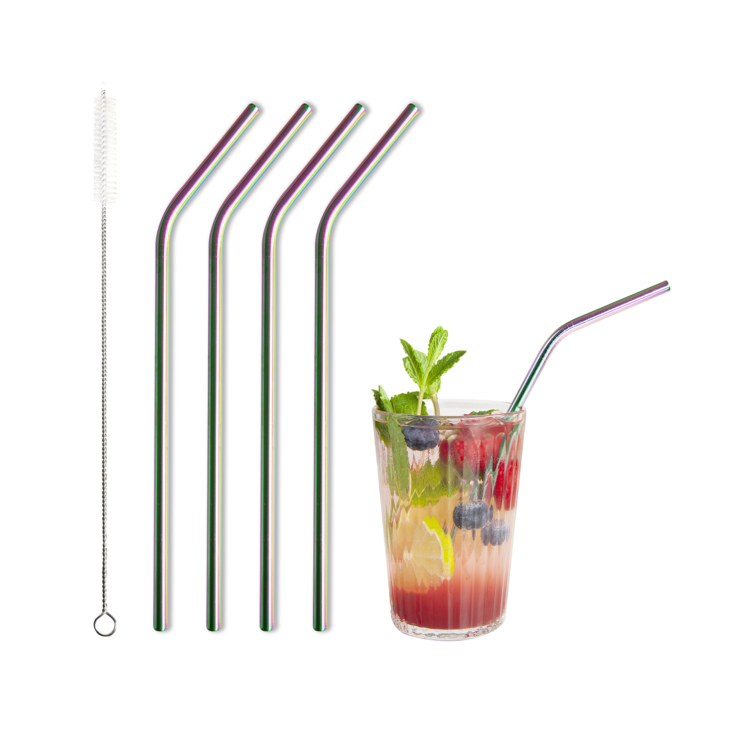 Iridescent Stainless Steel Straws