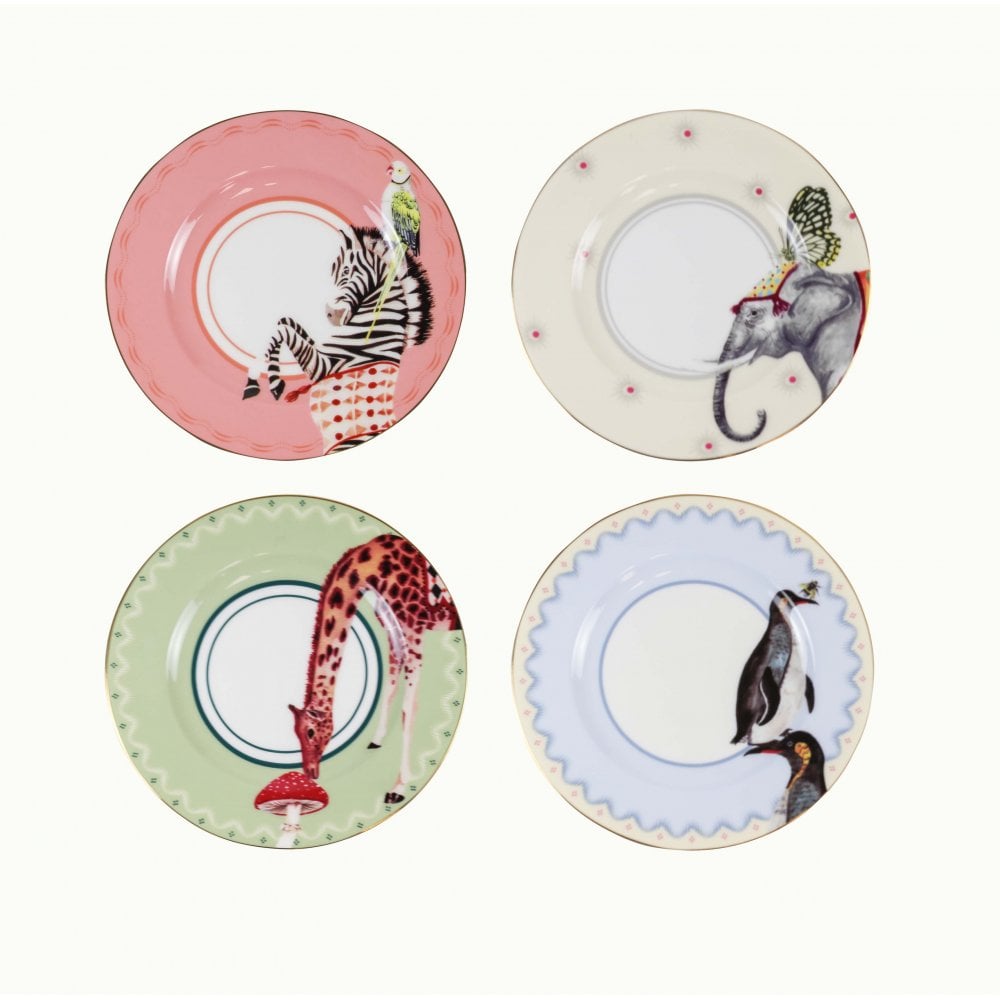 Yvonne Ellen Set of 4 Carnival Animal Cake Plates