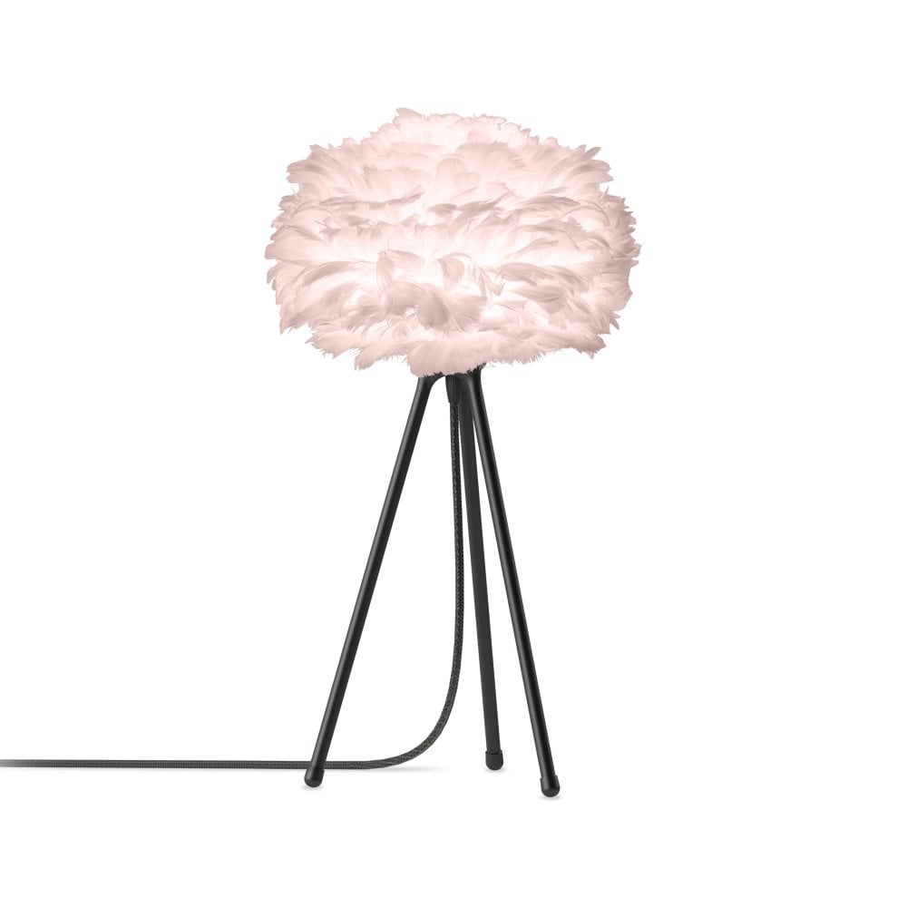 UMAGE Mini Light Rose Feather Eos Table Lamp with Black Tripod
