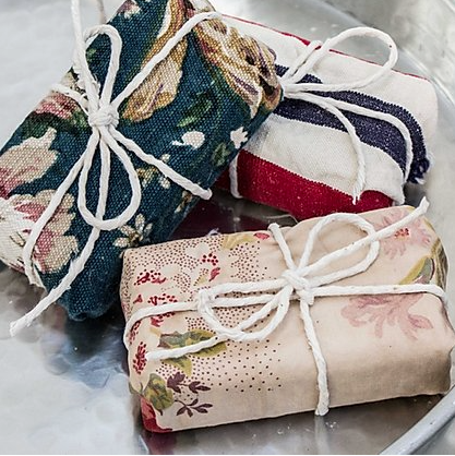 Pale & Interesting Marseille Soap wrapped in vintage fabric