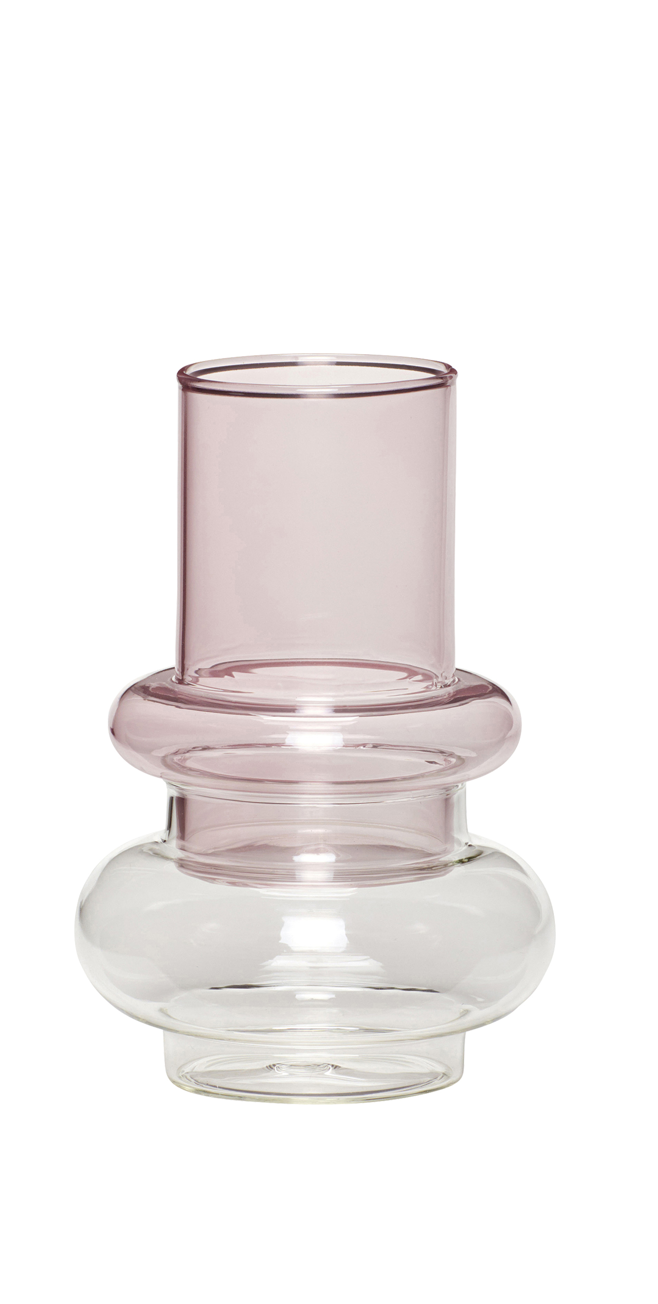 Hubsch Vase glass pink/clear