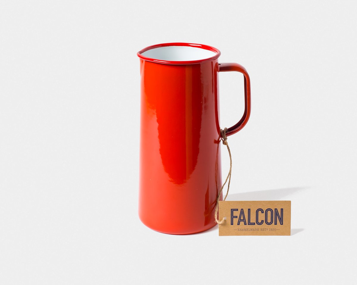 Falcon Enamelware Three Pint Jug in Pillarbox Red