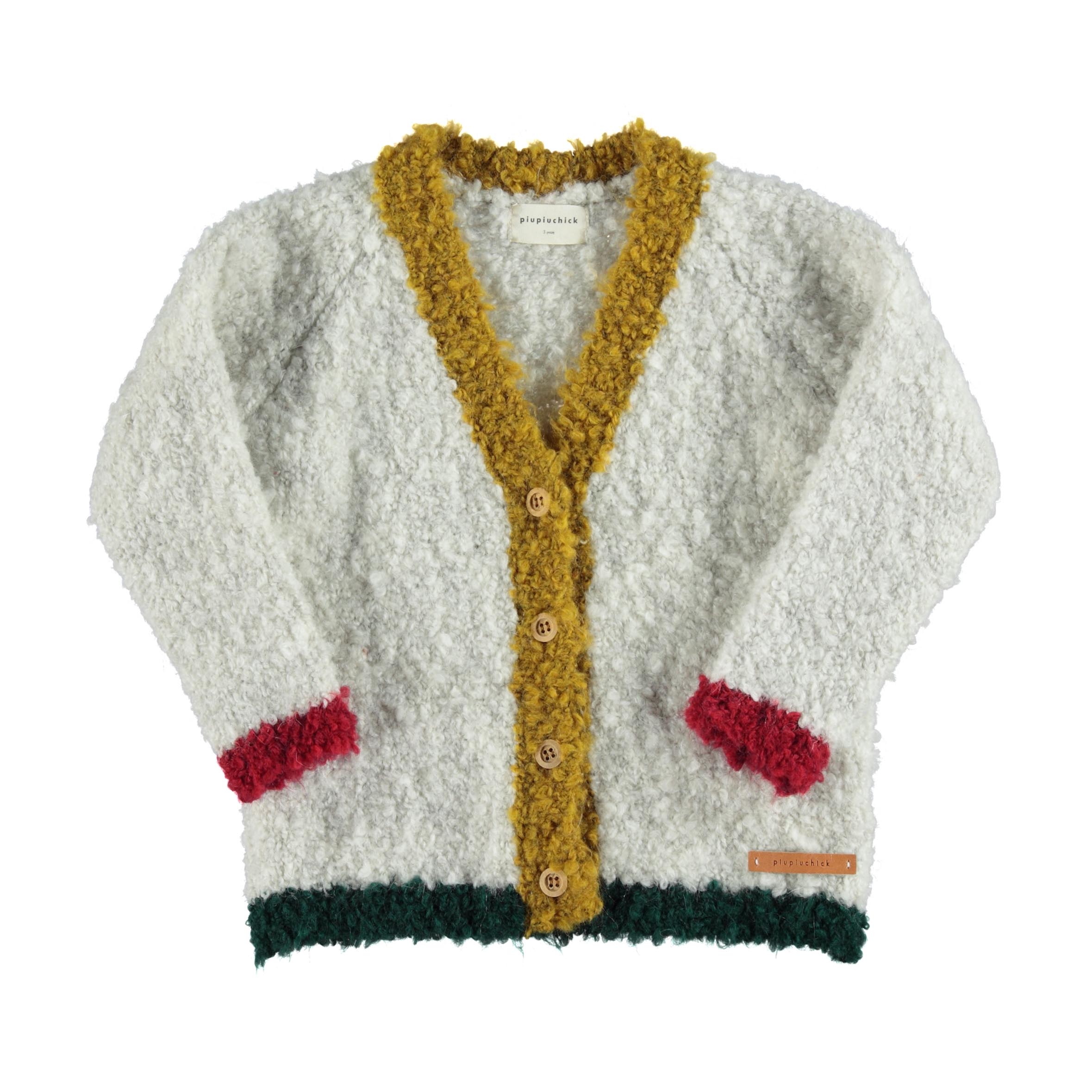 Piupiuchick White Red and Green Knitted V Neck Jacket