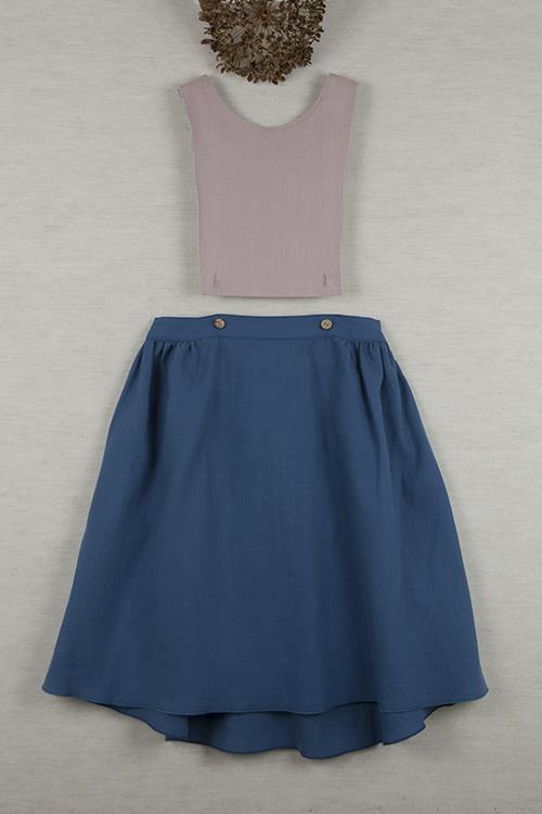 Popelin Blue Reversible and Detachable Peto Skirt Dress