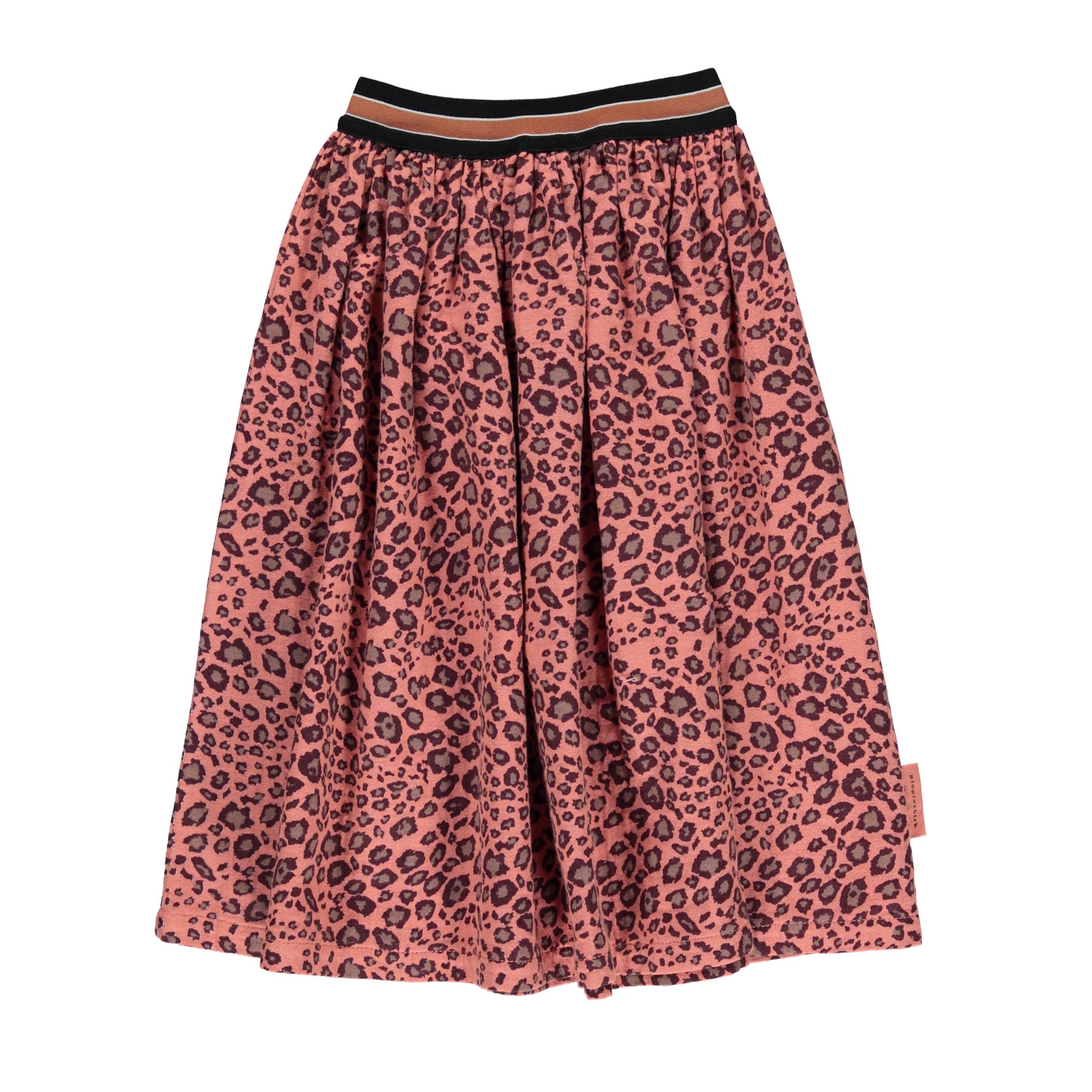 Piupiuchick Black and Orange Animal Print Pleated Long Skirt